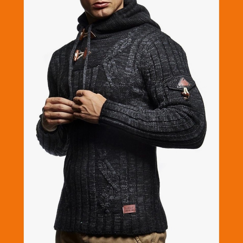 Beautiful grey Leif Nelson Hoody Sweater MEN size L